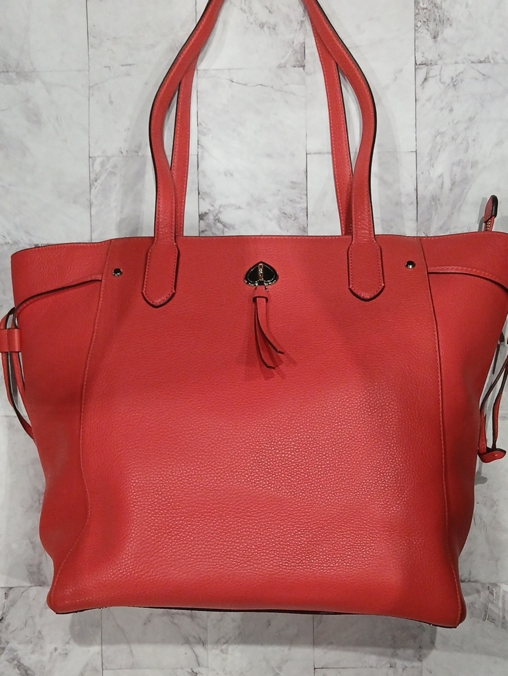 Kate Spade Marti Large Tote Pebbled Leather Salmon Pink Or Coral